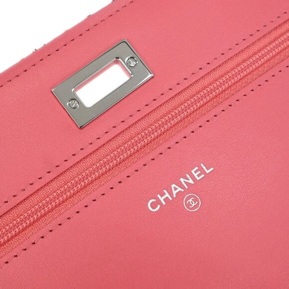 Chanel Pink Tweed Mademoiselle Lock Classic WOC Wallet On Chain - Picture 10 of 10